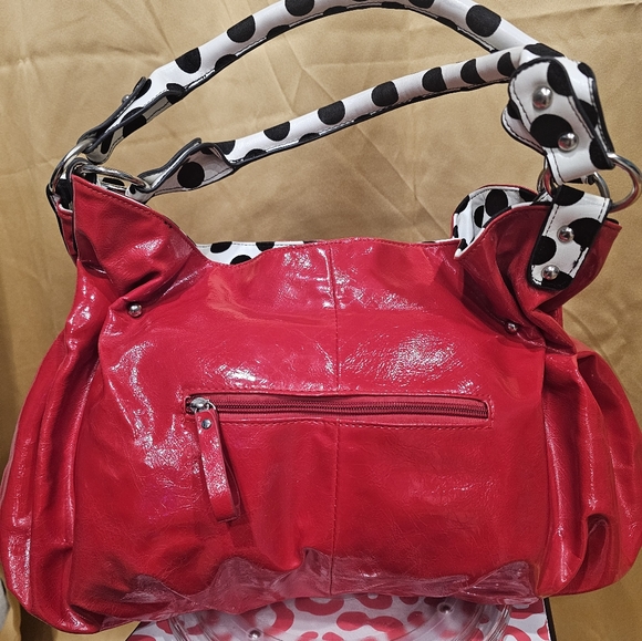 C Nos LG Purse/ Handbag Red with Polka Dots and Rhinestone Bling No tags - Picture 13 of 17